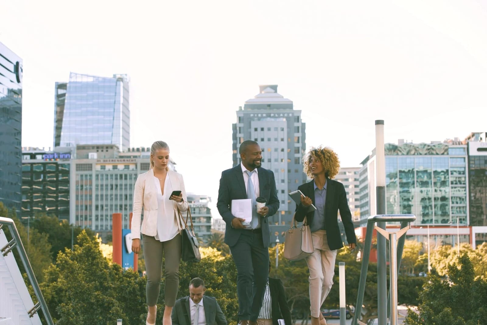 Founders and investors connecting in a modern city